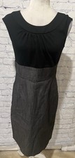 Calvin klein Black Gray Sheath Empire waist dress Work Cocktail Stretch Size 8