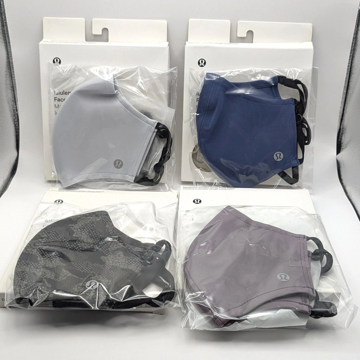 Lot of New Lululemon Double Strap Face Masks Set 4 Colors Washable Reusable