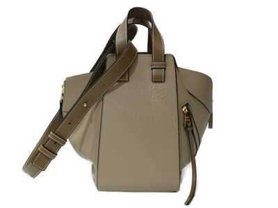 LOEWE Hammock Bag handbag shoulder soft grained calfskin Greige Gray