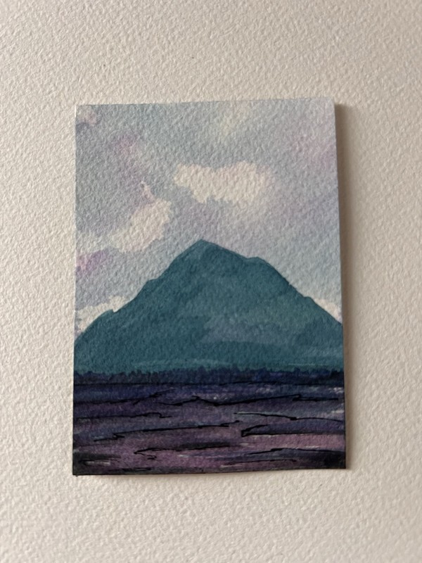 Original ACEO Watercolor Mountain Landscape Miniature Painting on Paper