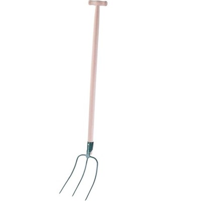 Gartengabel mit 90cm T-Griff Holzstiel 3 Zinken Stahl Mistgabel Dunggabel