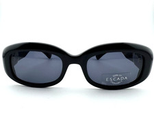 VINTAGE ESCADA SUNGLASSES BLACK RECTANGLE FRAM DARK BLUE LENS Y2K E1083 325E 140
