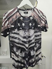 T-shirt Zara uomo RARA nera cotone girocollo manica corta teschio USA - Medium