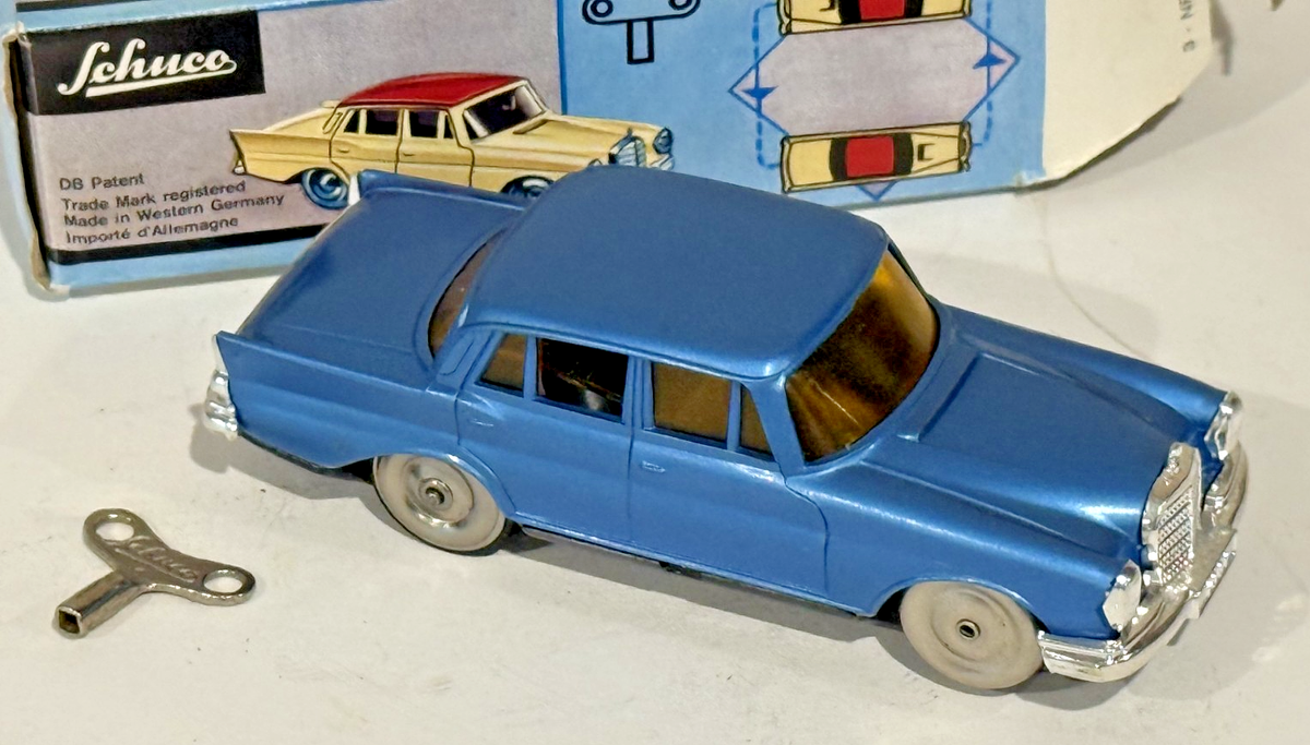SCHUCO MIRAKO-CAR MERCEDES WIND UP BLUE CAR - WEST GERMANY - MINT