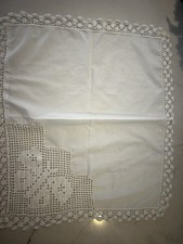 17 CROCHET HANDKERCHIEF WHITE INLAID BUTTERFLY a Few Spots