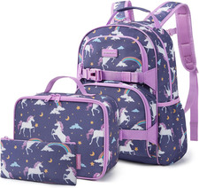 Kids Backpack for Girls 4-8 with Lunch Box Elementary Kindergarten Preschool Sch