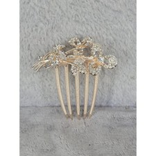 Rose Gold Rhinestone Flower Hair Comb Bridal Wedding Prom Elegant Accessory