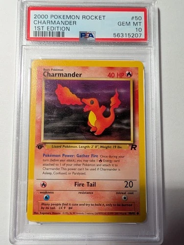 2000 POKEMON ROCKET CHARMANDER 1ST EDITION #50 PSA 10 GEM MINT