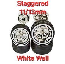 10 Sets Advan Chromewhite Wall Staggered 1113mm Rims Real Rider Rubber Tires
