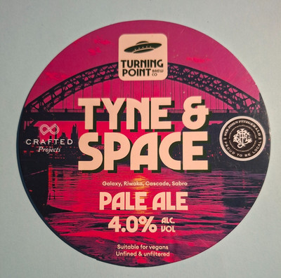 WENDEPUNKT Brauerei TYNE & SPACE Real Ale Bier Pumpe Clip Abzeichen vorne Newcastle