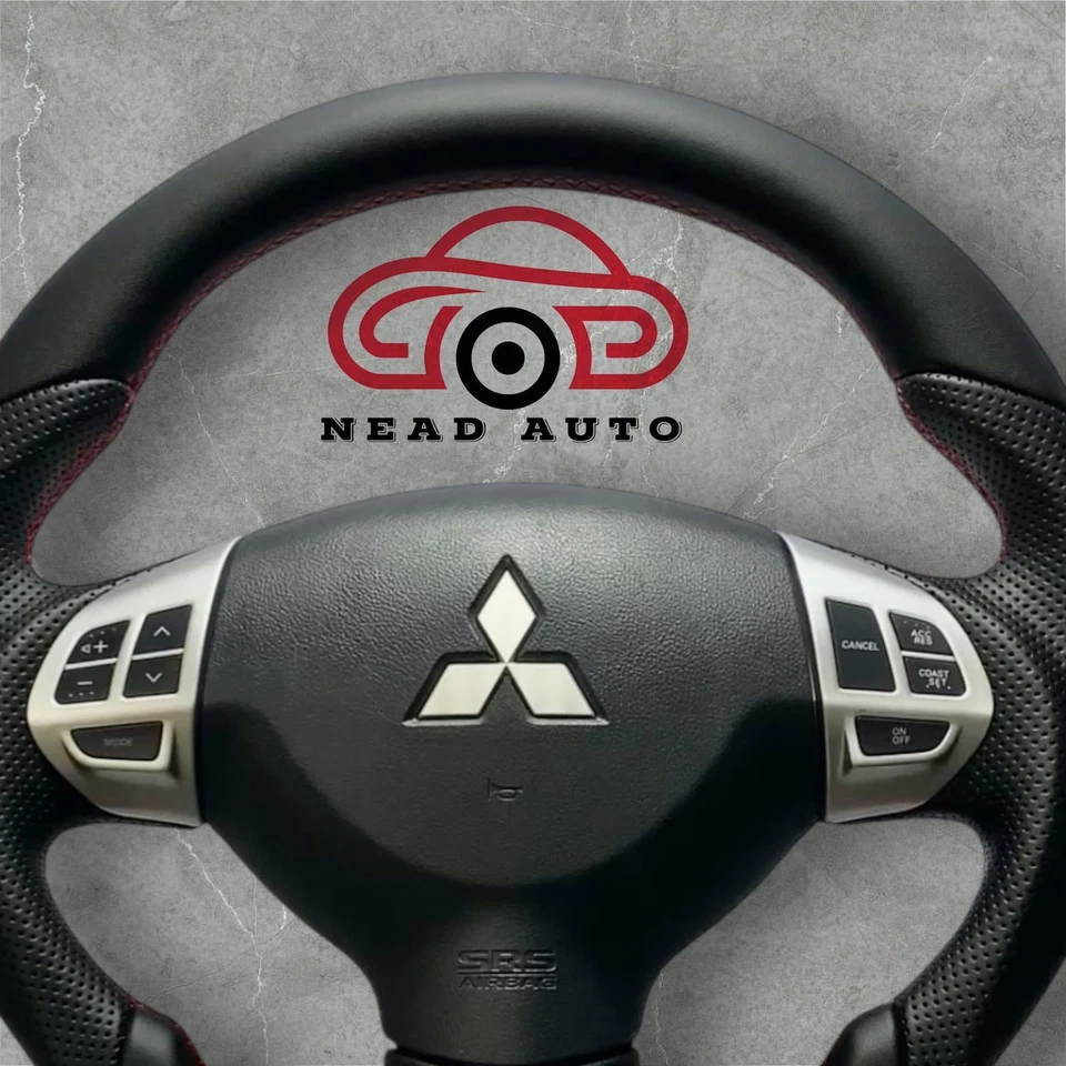 Premium Black Perforated Leather Steering Wheel for Mitsubishi Lancer 2008-2017. - Image 4 of 4