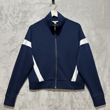 Spanx Air Essentials Track Jacket Women M Blue White Colorblock Full Zip