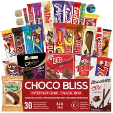 Eastanbul International Snack Box, 30 Chocolate Assortment Bars, Exotic Candy