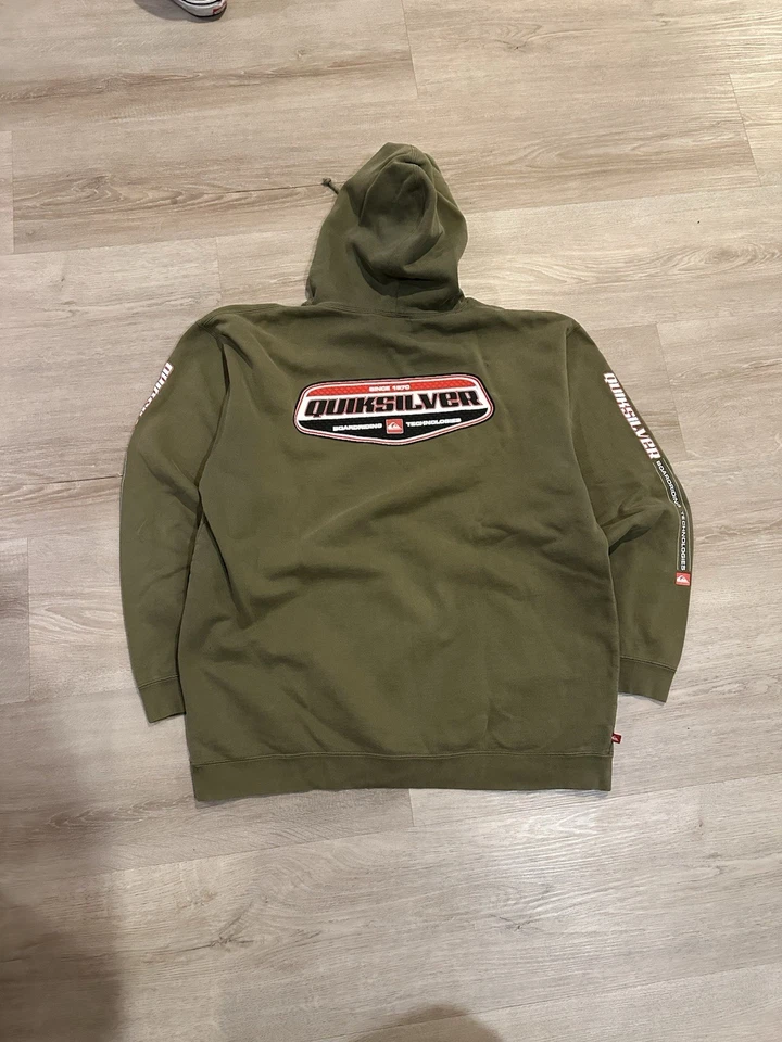 Moletom com capuz vintage Quiksilver Skateboarding Technologies verde tamanho XL Y2K - Imagem 2 de 4