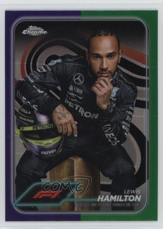 2024 Chrome Formula 1 F1 Drivers Purple & Green Refractor Lewis Hamilton #6 16c2