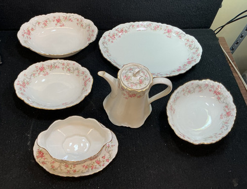 Lorenz Hutschenreuther LORENZ PINK ROSES GOLD RIMS DINNER WARE DISH SET