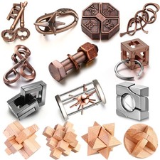 Syhood 14 Pcs Metal Brain Teaser Puzzles Ring Small, Multiple Colors