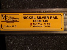 Micro- Engineering 17-148 NON WEATHERED RAIL CODE 148 NICKEL SILVER RAIL 33 pcs