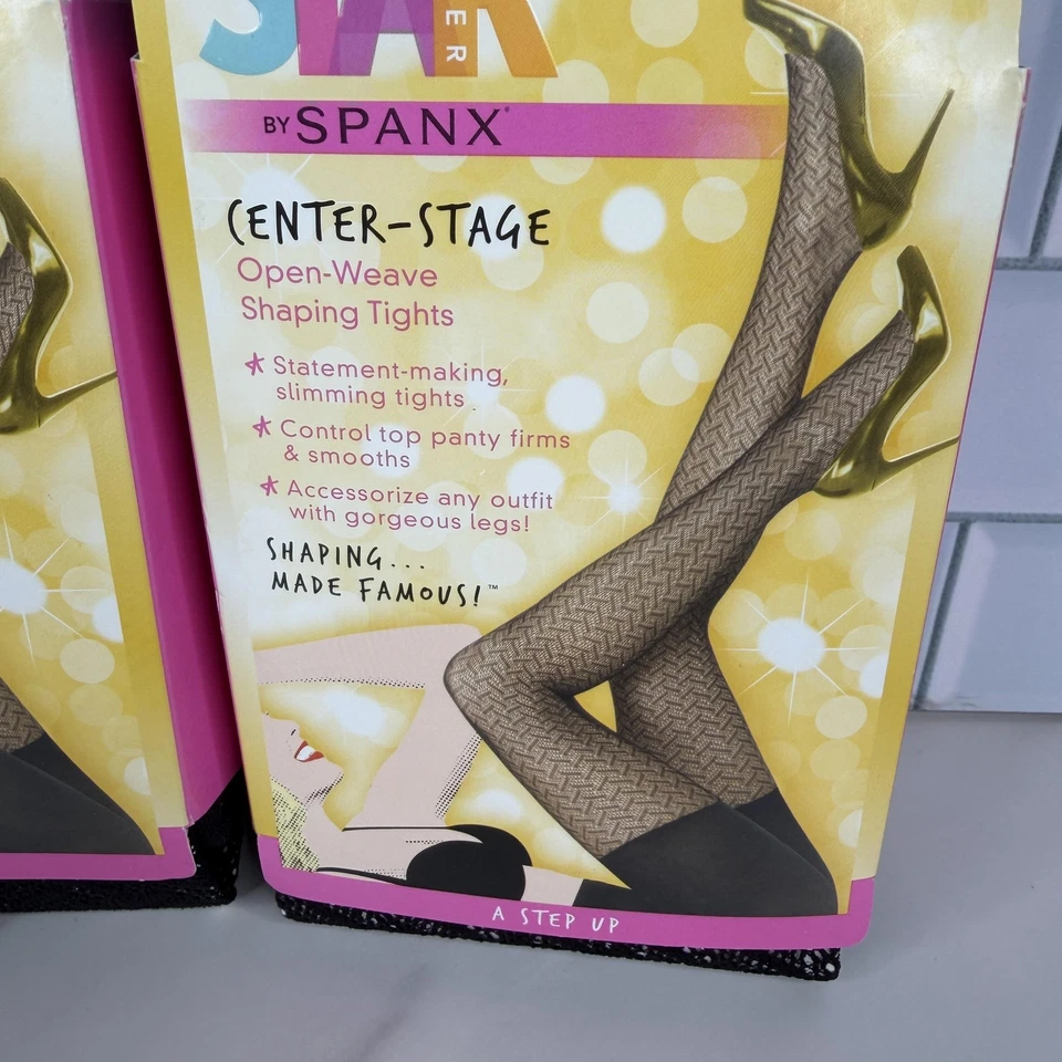 Spanx Star Power Leggings Escenario Central Mujer C Negro Tejido Abierto Modelador Lote 2 Foto 4 de 4