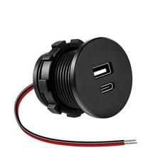 12V USB Outlet All-Aluminum QC 3.0 USB-A  USB-C PD3.0 Dual Fast Car Charger Soc