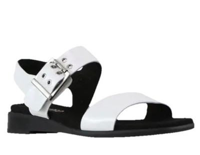 Munro Meena Sandal Buckle, White Leather New Size 8