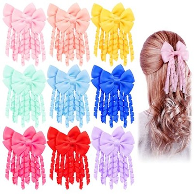 18 Pcs Coquette Hair Bow Clips Curly Ribbon Bow Cute Curly Ribbon Hair Clips 