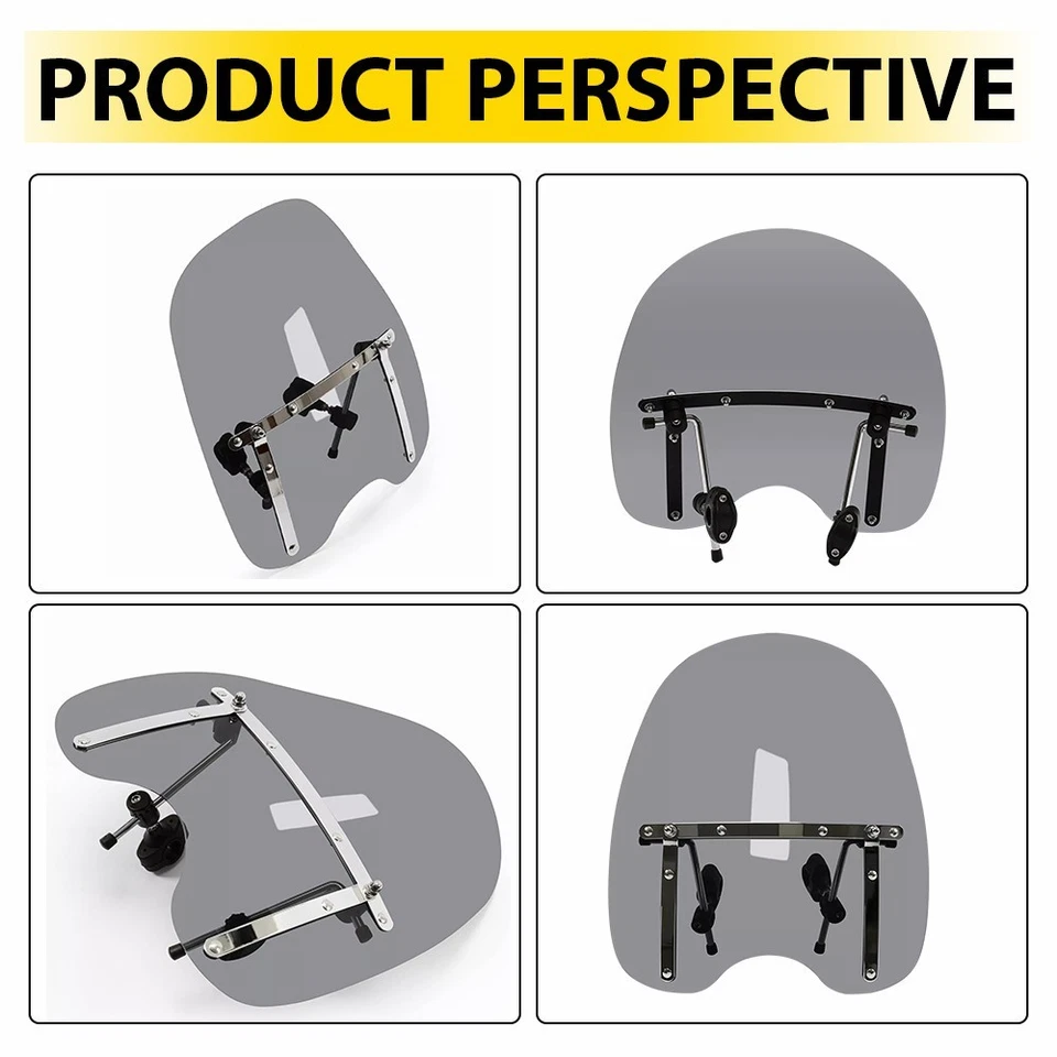 Parabrisas de humo universal 17 x 19" para motocicleta para Harley Yamaha Kawasaki Honda Foto 2 de 4