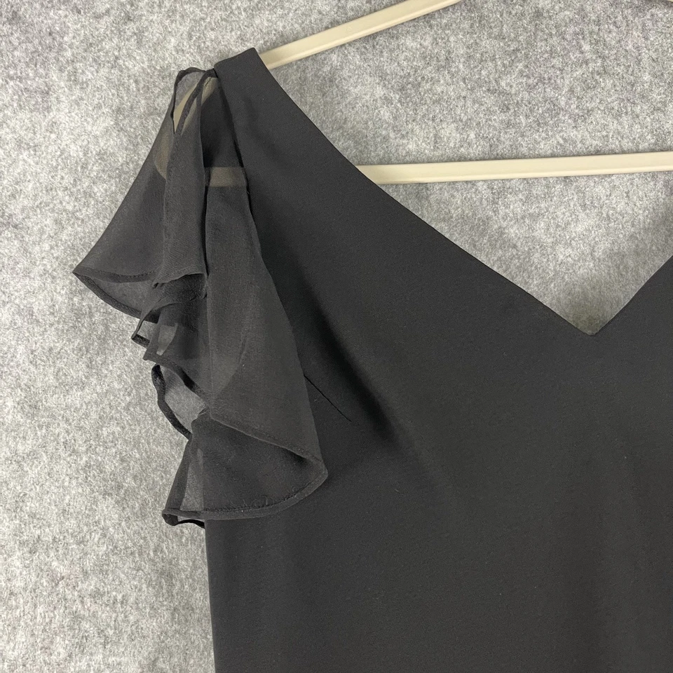 VTG Jones New York Silk Blend Dress Women 12 Black Flutter Sleeve Midi Classic - Image 4 of 4