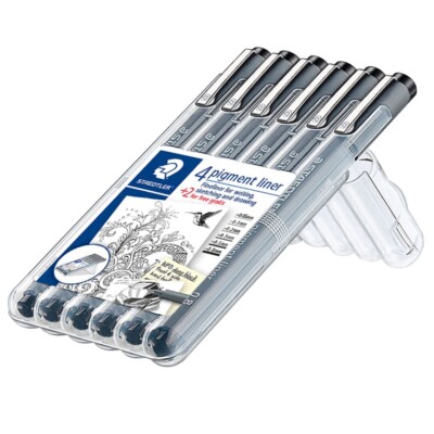 (1,49 /Stück) Staedtler Pigment Liner schwarz 6er Etui 0,05 - 0,8 mm Fineliner