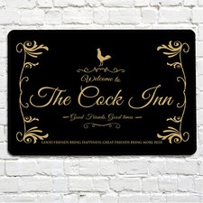 Il Cock Inn Bar Man Cave Insegna Metallica A4 Per Uso Interno Ed Esterno