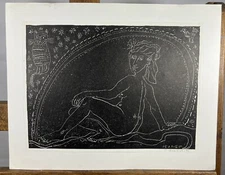 Michel Dash (1931) Portrait Naked Woman IN Cat Art Naif Signed And Dated