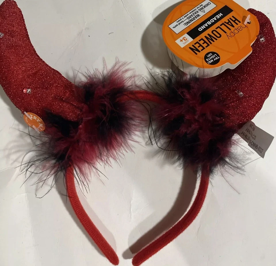 Devil Headband Light Up Flashing Glowing Red Devil Horns LED Costume Headband - Image 2 of 2