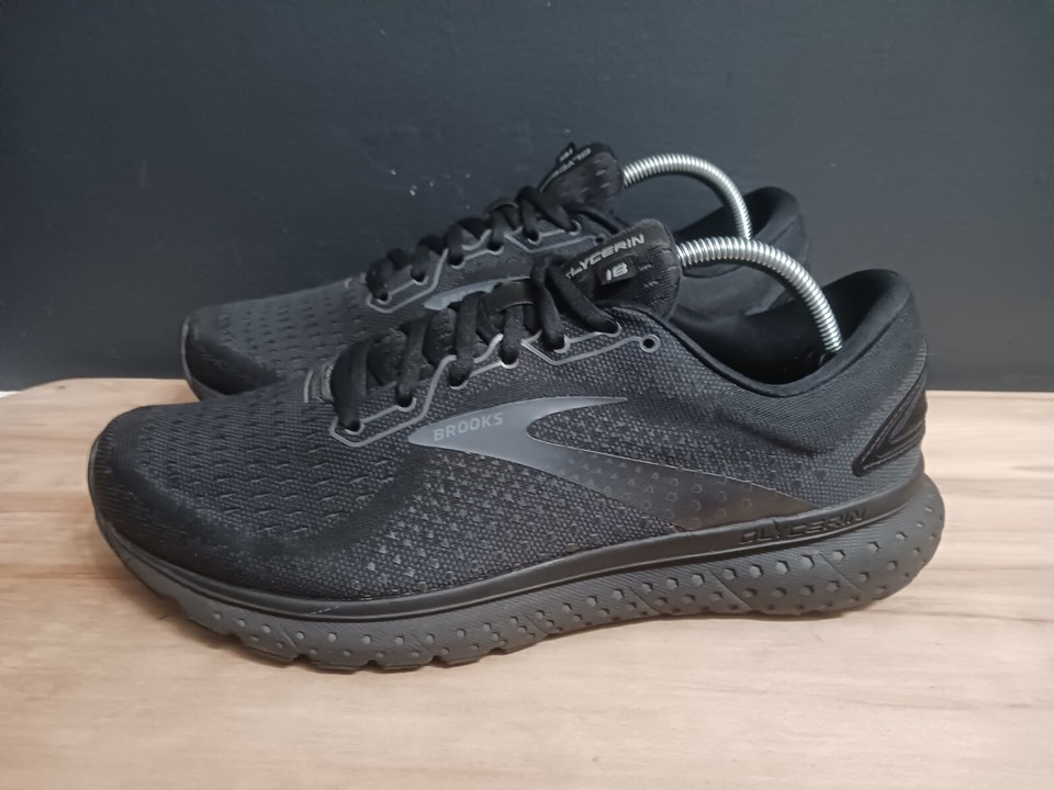 Brooks Glycerine 18 Running Shoes Mens All Black Athletic Comfort