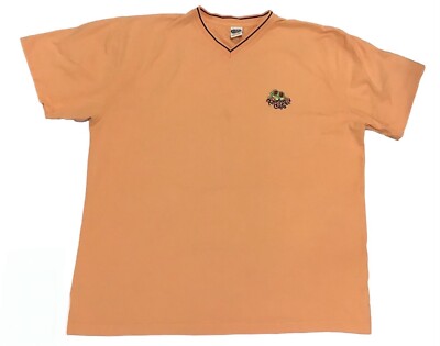 Vtg Rain Forest Cafe Frog V Neck Orange T Shirt Mens XXL 90s Y2K