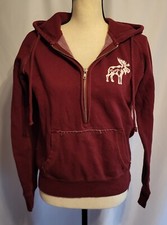 Vintage 90s Womens CAMP DAVID Moose Logo Half Zip Hoodie Pullover S