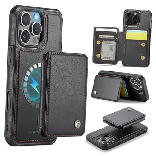 MagSafe Wallet Case for iPhone 16 Pro Max - Slim Black Protective Cover for Men & Women-image