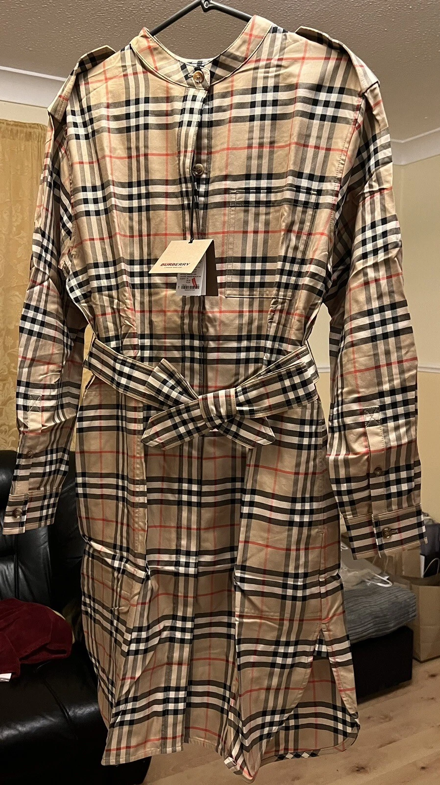 Abito a scacchi Aurelia Burberry Archive beige prezzo di ricambio £670