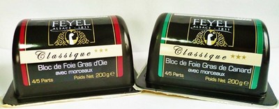 Foie Gras 2 x 200g Bloc de Foie Gras d' Oie & Canard original Feyel Frankreich !
