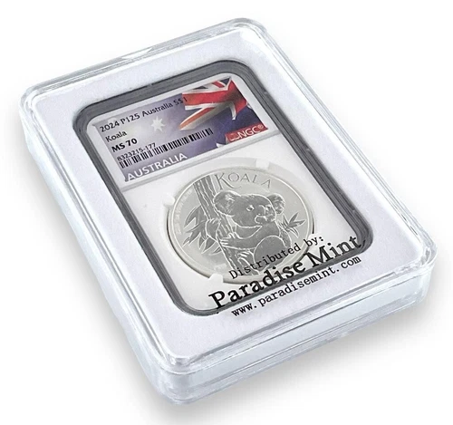2024 Australia 1oz Silver Koala NGC MS70 Flag Label w/Paradise Mint Display Case