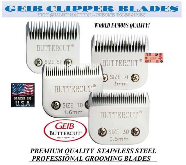 GEIB BUTTERCUT STAINLESS STEEL 10,30,7F,5F BLADE SET*FitMany Oster