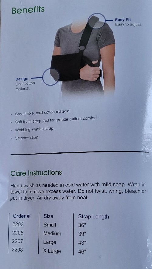 Premium Velpeau Shoulder Immobilizer Size Small 36 Inch Strap New In