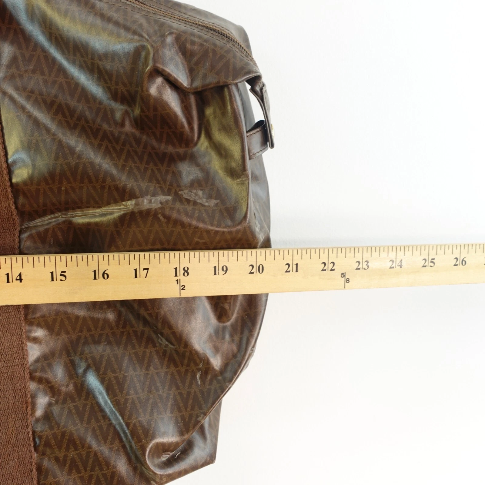 Borsa vintage MARIO VALENTINO grande marrone logo V weekender shopper tote PVC DIFETTO