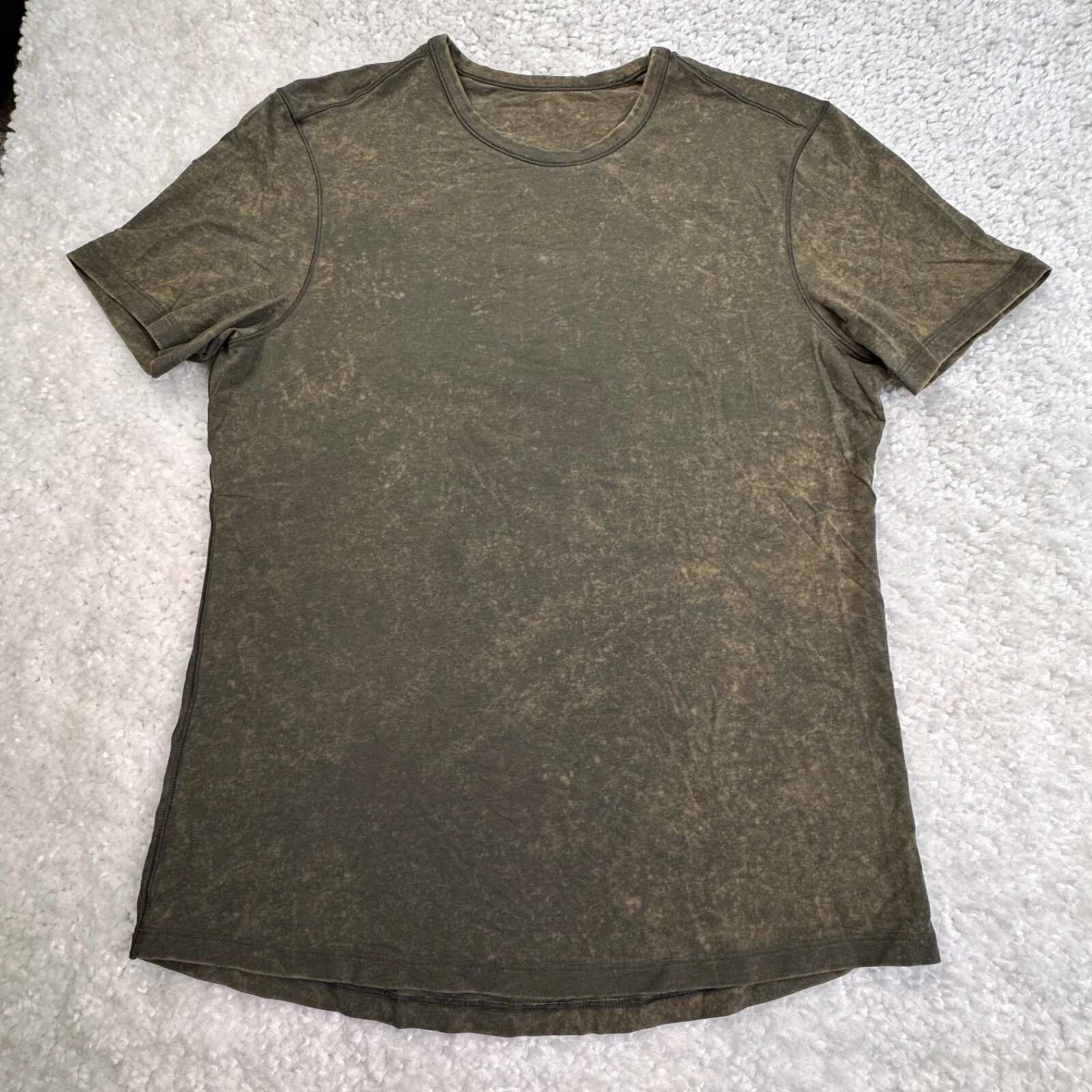 Lululemon T-Shirt Mens Small Green Tie Dye Short Sleeve Tee Pima Cotton Training