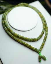 Video Certified 2 Color A JADE Jadeite Beads Circle Necklace 24 inches 500884