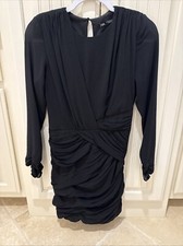 ZARA DRAPED RUCHED DRESS BLACK WOMEN'S SIZE XS NWT