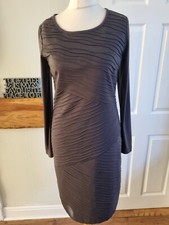Apanage Dress Uk10 Grey Soft Jersey Long Sleeve Sheath Winter  Casual Layering 