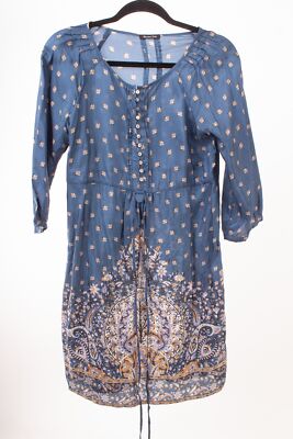 Massimo Dutti Damen Kleid Tunika Sommerkleid Gr. 40/30 (DE40) Reine Seide Mehrfa