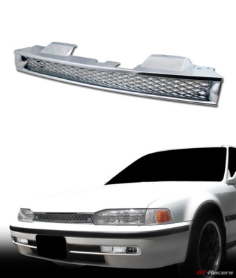 For 90-93 Honda Accord Chrome R-Sport Mesh Front Bumper Grill