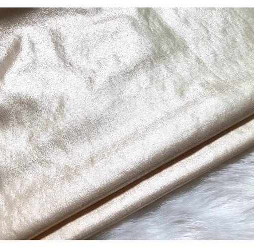 OFF WHITE Tessuto Metallizzato Scintillante Broccato di Seta per Abiti da Sera