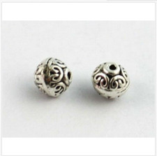100PCS Antiqued Silver Color Metal spiral heart spacer beads
